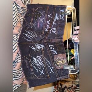 Vintage 1of1 Burgundy distressed denim jean skirt Sz #grunge #goth